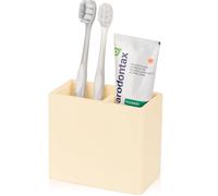 Diatomite Toothbrush Holder 2 Slots Tooth Brush Holder for Bathroom, Kids Electric Toothbrush and Toothpaste Organizer for Countertop, Shower, Vanity, Yellow