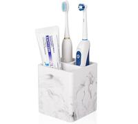 Diatomite Toothbrush Holders for Bathrooms, Electric Toothbrush and Toothpaste Holder 3 Slots Tooth Brush Organizer for Bathroom Countertop, Shower, Vanity - Marble White