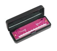 Diatonic Harmonica 10-hole C Harmonica For Adult Beginners Blues Harmonica Clear Sound Quality ABC Body(Pink)