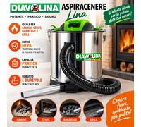 Diavolina CENERENTOLO Ash Vacuum Cleaner 1000 W 18 Lt 220 V Black 1 Pc