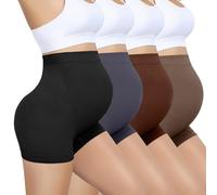 Diawsome 4 Pack Seamless Maternity Shapewear Shorts, Over Bump Pregnancy Knickers, High Waist Belly Support Boyshorts Underwear for Women