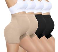 Diawsome 4 Pack Seamless Maternity Shapewear Shorts, Over Bump Pregnancy Knickers, High Waist Belly Support Boyshorts Underwear for Women