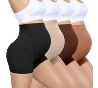 Diawsome 4 Pack Seamless Maternity Shapewear Shorts, Over Bump Pregnancy Knickers, High Waist Belly Support Boyshorts Underwear for Women