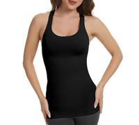 Diawsome Compression Tank Tops Cami - Cross Scoop Neck Tummy and Waist Control Body Shaper Slimming Shapewear Camisole for Women