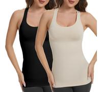 Diawsome Compression Tank Tops Cami - Cross Scoop Neck Tummy and Waist Control Body Shaper Slimming Shapewear Camisole for Women