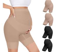 Diawsome Womens Maternity Shapewear for Dresses, High Waisted Pregnancy Underwear Over Bump Belly Support Shorts 4-Pack
