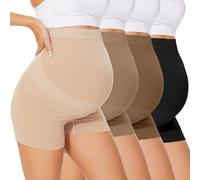 Diawsome Womens Maternity Thongs Panties Over the Bump, Seamless Pregnancy Shapewear Belly Support High Waist Underwear 4-Pack