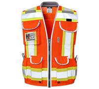 Dib Heavy Duty Safety Reflective Vest, Two Tone Engineering Hi-Vis Vest, Made with 3M Tape, Padded Collar, Retractable ID Pocket, Orange, XXXL, Orange/Heavy Duty, Orange/Heavy Duty, 3XL