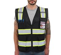 Dib Safety High Visibility Reflective Mesh Vest Two Tone with Pockets and Zipper - Black Mesh with Yellow Trim, 3X, Black Mesh/Yellow Trim, 3XL