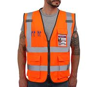 Dib Safety Reflective Vest ANSI Class 2, High Visibility Vest with Pockets and Zipper, Construction Work, Hi Vis, Orange, XXXXL
