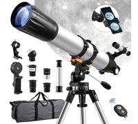 Dibaful 90mm Aperture 900mm Professional Refractor Telescope, 36X-450X Magnification, Tripod, Phone Adapter, Carrying Bag, For Adults & Kids, Beginners to Experienced Stargazers