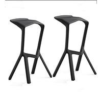 DIBAKO 30" Plastic Chairs Barstool Portatile Counter Stools, Stackable Dining Stool With Low Backrest Footrest, Bar Stool Chair For Kitchen Party Commercial, Nordic Style (Size : Black+Black)