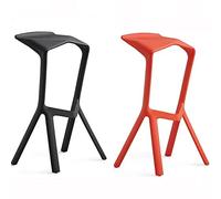 DIBAKO 30" Plastic Chairs Barstool Portatile Counter Stools, Stackable Dining Stool With Low Backrest Footrest, Bar Stool Chair For Kitchen Party Commercial, Nordic Style (Size : Black+Red)