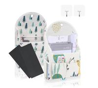 DIBALIYI 2 Pcs Wall Hanging Storage Bag with Pocket, Fabric Organizer Basket with Sticky Hook, Over the Door Caddy Organizer Box for Closet Dormitory Bedroom Bathroom Kitchen (Forest + Pineapple)