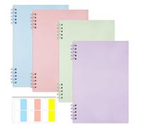 DIBALIYI 4 PCS A5 Spiral Notebook Hard Cover, Journal Notebook with 60 PCS Index Stickers, Note Pads for School Office Home, Striped Notebook for Students Kids Girls, 160 Pages/80 Sheets