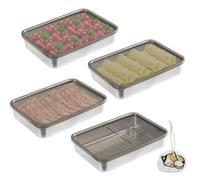 DIBALIYI 4PCS Stainless Steel Food Storage Container, 800ML Metal Fresh Storage Box with Sponge Wipe, 304 Fridge Crisper Organizers with Lids Deli Pasta Cooking