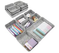 DIBALIYI 7 PCS Felt Desk Drawer Organiser, Rectangular Desk Storage Trays, Small Makeup Storage Boxes, Stackable Office Dividers Box for Home Office Stationery (Gray)