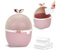 DIBALIYI Mini Desk Bin with Lid, Cute Bedroom Trash Can and 3 Rolls Bin Liners, Cartoon Animal Desktop Dustbin for Office Car Kitchen Bathroom, 19.5 * 15 * 15cm (Pink)