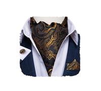 DiBanGu Black and Gold Mens Ascot Ties Paisley Cravat for Men Ascots and Pocket Square Set Jacquard Cravat Silk Wedding Party Prom