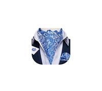DiBanGu Light Blue Paisley Ascot Self Tie for Men Jacquard Scarf Cravat and Pocket Square Cufflinks Business Formal