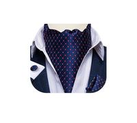 DiBanGu Mens Blue Red Cravat Self Tie Jacquard Woven Paisley Ascot Tie and Pocket Square Cufflinks Set Formal Casual