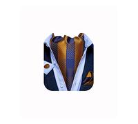 DiBanGu Mens Cravat Self Tie Jacquard Woven Striped Scarf Ascot Tie and Pocket Square Cufflinks Set
