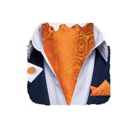 DiBanGu Mens Orange Ascot Ties Paisley Cravat for Men Ascots and Pocket Square Set Jacquard Cravat Silk Wedding Party Prom