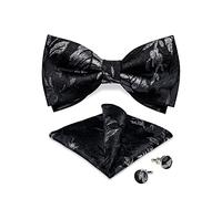 DiBanGu Mens Silk Pre-Tied Bow Tie Adjustable Bowties with Woven Pocket Square Cufflinks Formal for Wedding Party