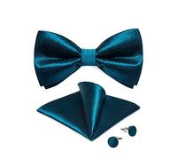 DiBanGu Mens Silk Pre-Tied Bow Tie Adjustable Bowties with Woven Pocket Square Cufflinks Formal for Wedding Party