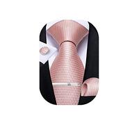 DiBanGu Mens Tie Silk Blush Pink Necktie & Pocket Square Cufflinks Tie Clip Set Classic Formal Ties for Wedding Party