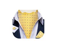 DiBanGu Mens Yellow Blue Cravat Self Tie Jacquard Woven Paisley Ascot Tie and Pocket Square Cufflinks Set Formal Casual