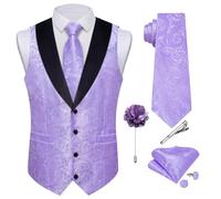 DiBanGu Paisley Waistcoats for Men Formal Suit Vest | Shawl Collar,Mens Vest Tie Set,Silk,Jacquard Woven,2 Real Pockets,Regular Fit,Adjustable Back Strap,Casual,Wedding,Prom