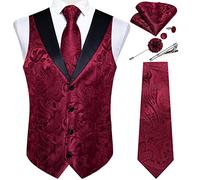 DiBanGu Paisley Waistcoats for Men Formal Suit Vest | Shawl Collar,Mens Vest Tie Set,Silk,Jacquard Woven,2 Real Pockets,Regular Fit,Adjustable Back Strap,Casual,Wedding,Prom