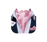 DiBanGu Pink Ascot Ties Woven Plaid Scarf Cravat Tie and Pocket Square Cufflinks Set for Men
