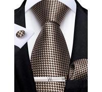 DiBanGu Silk Ties for Men Formal Striped Necktie and Pocket Square | 5PCS, Woven, Handkerchief, Tie Clip, Cufflinks, Classic, Durable For Wedding Party, Father’s Day Gift with Premium Gift Box