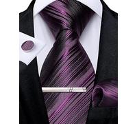 DiBanGu Silk Ties for Men Formal Striped Necktie and Pocket Square | 5PCS, Woven, Handkerchief, Tie Clip, Cufflinks, Classic, Durable For Wedding Party, Father’s Day Gift with Premium Gift Box