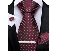 DiBanGu Silk Ties for Men Formal Striped Necktie and Pocket Square | 5PCS, Woven, Handkerchief, Tie Clip, Cufflinks, Classic, Durable For Wedding Party, Father’s Day Gift with Premium Gift Box