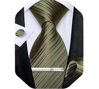 DiBanGu Silk Ties for Men Formal Striped Necktie and Pocket Square | 5PCS, Woven, Handkerchief, Tie Clip, Cufflinks, Classic, Durable For Wedding Party, Father’s Day Gift with Premium Gift Box