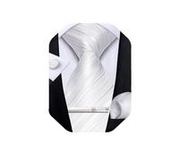 DiBanGu Silk Ties for Men Formal Striped Necktie and Pocket Square | 5PCS, Woven, Handkerchief, Tie Clip, Cufflinks, Classic, Durable For Wedding Party, Father’s Day Gift with Premium Gift Box