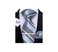 DiBanGu Silk Ties for Men Formal Striped Necktie and Pocket Square | 5PCS, Woven, Handkerchief, Tie Clip, Cufflinks, Classic, Durable For Wedding Party, Father’s Day Gift with Premium Gift Box