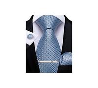 DiBanGu Silk Ties for Men Formal Striped Necktie and Pocket Square | 5PCS, Woven, Handkerchief, Tie Clip, Cufflinks, Classic, Durable For Wedding Party, Father’s Day Gift with Premium Gift Box