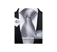 DiBanGu Silk Ties for Men Formal Striped Necktie and Pocket Square | 5PCS, Woven, Handkerchief, Tie Clip, Cufflinks, Classic, Durable For Wedding Party, Father’s Day Gift with Premium Gift Box