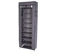 dibea Folding Made of Fleece, 23,6x11,8x63 in, Breathable and Space-Saving Closet with Practical Shelves and Sturdy Clothes Rail, Gray Fabric Wardrobe