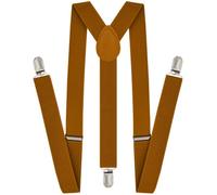 Dibi Suspenders for Men - Adjustable Y Back Men's Suspenders with 3 Strong Clips, Brown Rust, Adjustable