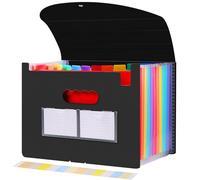 Diboniur 12 Compartments A4 Expanding File Folder Office Document Organiser Accordion Large Capacity (Black)