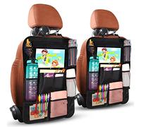 Diboniur 2-Piece Car Organiser with 20 Pockets for iPad 9.7 & 10.5 Inch Tablet Organizer, Bottles and Toys Books, Black