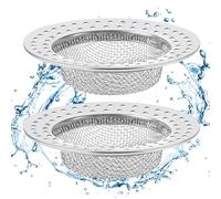 Diboniur 2 x Sink Strainer Stainless Steel 7.8 cm Kitchen Sink Anti-Clogging for Shower Bath Kitchen