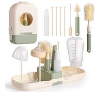Diboniur 7 in 1 Baby Bottle Brush Set, With Silicone Bottle Brush, Nipple Brush, Straw Brush, Baby Bottle Drying Rack, Soap Dispenser, and Drying Rack, Baby Travel Essentials