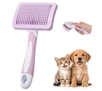 Diboniur Cat Dog Brush, Pet Brush for Long and Short Hair, Self-cleaning Dog Grooming Tool, Portable Loosens Tangles (Pink)