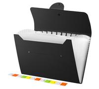 Diboniur Expanding File Folder A4, 12 Pocket Document Organiser, Accordion File Organiser Paperwork Holder for Office School Document Storage (Black)